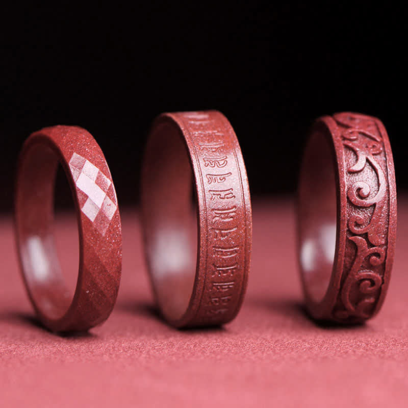 Buddha Stones Cinnabar Om Mani Padme Hum Auspicious Clouds Blessing Ring Ring BS 10
