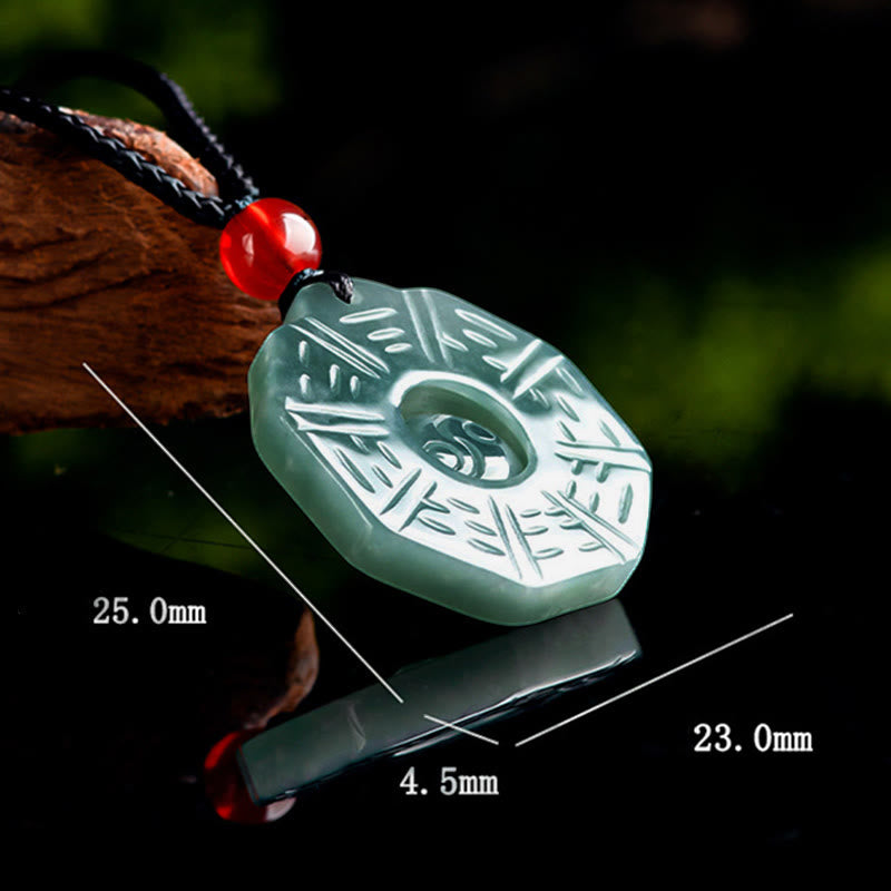 Foviel Natürliche Jade FengShui Bagua Yin Yang Wohlstand Halskette Anhänger