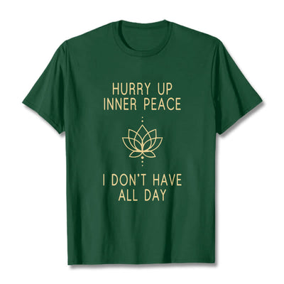 Buddha Stones HURRY UP INNER PEACE Tee T-shirt T-Shirts BS ForestGreen Lotus Lines XXL