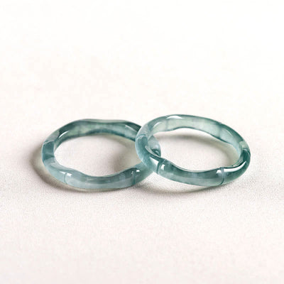 Buddha Stones Natural Jade Bamboo Prosperity Abundance Ring Ring BS 11