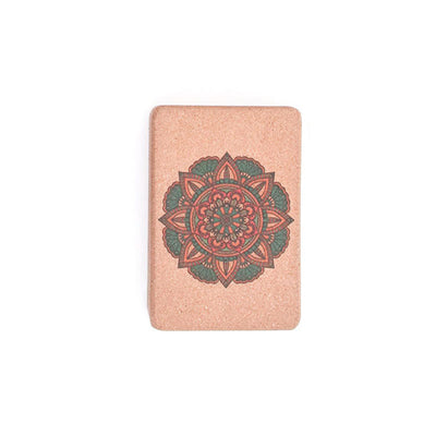 Buddha Stones Tibetan Mandala Mindful Yoga Cork Block Yoga Cork Block buddhastoneshop Green Mandala Flower