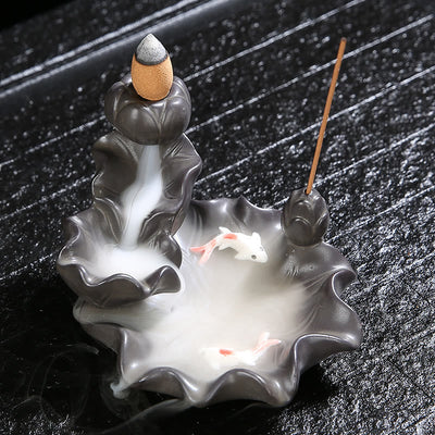 Buddha Stones Koi Fish Lucky Incense Burner Decoration Decoration BS 1