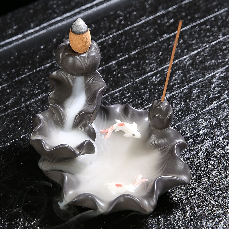 Buddha Stones Koi Fish Lucky Incense Burner Decoration Decoration BS 1