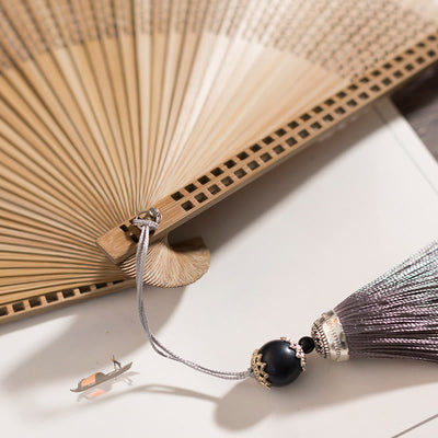 Buddha Stones Vintage Handheld Folding Fan With Bamboo Frames Folding Fan BS 17
