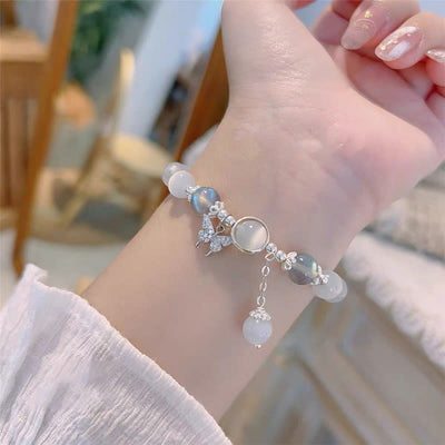 Foviel Cat's Eye Moonstone Butterfly Star Charm Support Bracelet