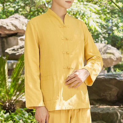 Buddha Stones Spiritual Zen Practice Yoga Meditation Prayer Clothing Cotton Linen Men's Set - Gold - US/UK/AU48，EU58 (6XL) - image 9