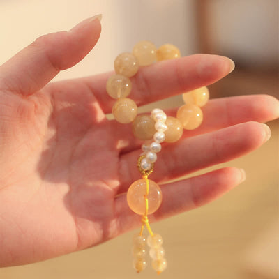 Buddha Stones Citrine Peace Buckle Prosperity Happiness Wrist Mala Wrist Mala BS 3