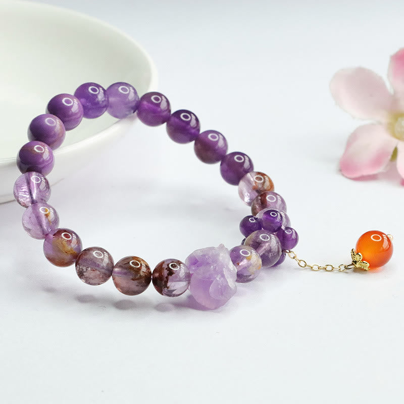 Buddha Stones Natural Amethyst Purple Phantom Gemstone Spiritual Awareness Bracelet Bracelet BS 4