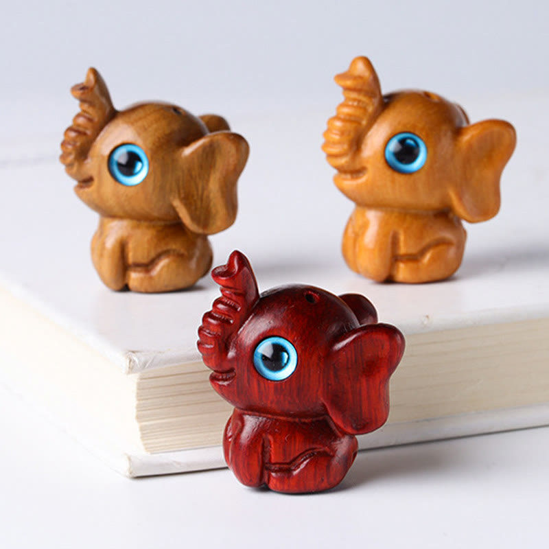 Foviel Sandalwood Small Leaf Red Sandalwood Green Sandalwood Lucky Mini Elephant Carved Protection Decoration