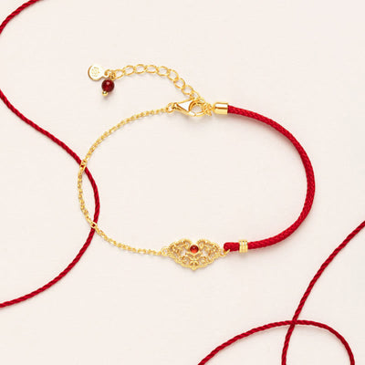 Buddha Stones Lock of Good Wishes Luck Strength Chain Bracelet Bracelet BS 3
