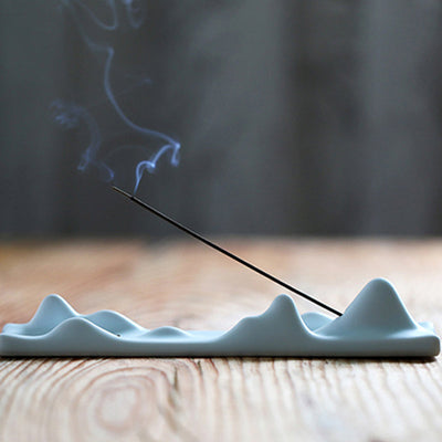 Buddha Stones Mountain Cloud Meditation Balance Incense Holder Incense Burner BS Green Incense Holder