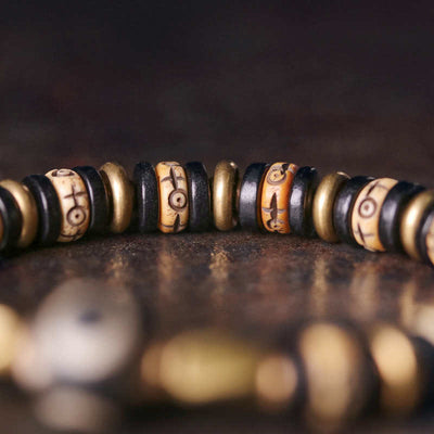 Foviel Tibetan Bone Beads Ebony Wood Strength Bracelet