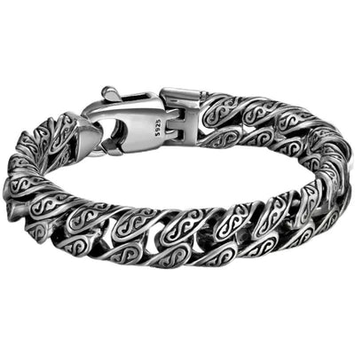 Buddha Stones Vintage Tang Dynasty Flower Design Carved Luck Bracelet Bracelet BS 5