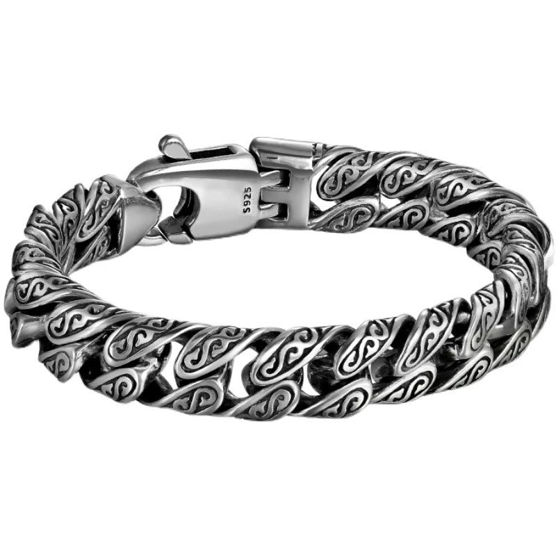 Buddha Stones Vintage Tang Dynasty Flower Design Carved Luck Bracelet Bracelet BS 5