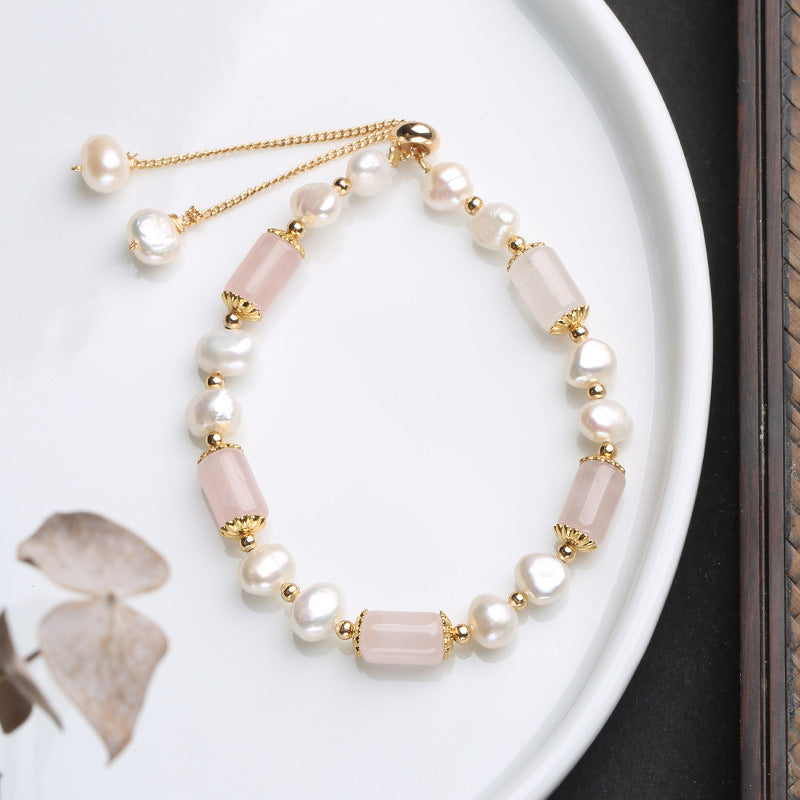 Buddha Stones Green Aventurine Pearl Pink Crystal Bead Luck Bracelet Bracelet BS Pink Crystal&Pearl