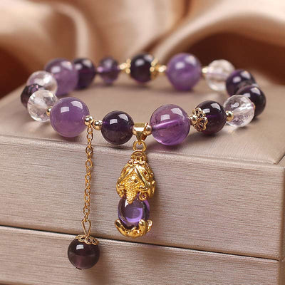 Buddha Stones  Natural Amethyst PiXiu Healing Bracelet Bracelet BS 1