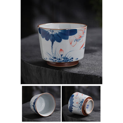 Buddha Stones Lotus Flower Leaf Bamboo Ceramic Teacup Kung Fu Tea Cups Cup BS 19