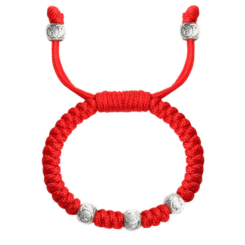 Foviel 925 Sterling Silver King Kong Knot Multicolored Red String Strength Handmade Braided Kids Child Bracelet