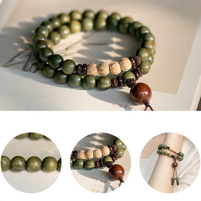 Buddha Stones Green Sandalwood Positive Peace Bracelet Bracelet BS 8