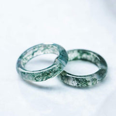 Foviel Moss Achat spirituell Balance Ring