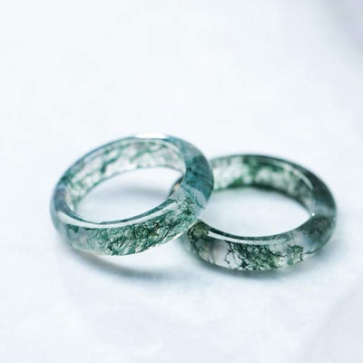 Foviel Moss Achat spirituell Balance Ring