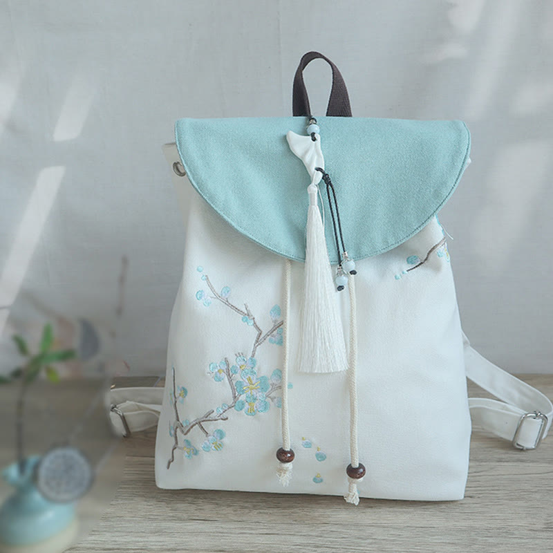 Buddha Stones Handmade Embroidered Large Capacity Canvas Backpack Backpack BS 18
