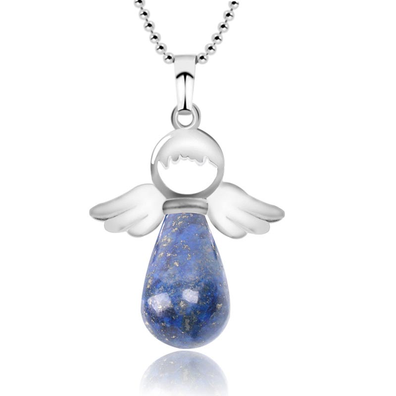 Buddha Stones Little Angel Wings Natural Crystal Luck Necklace Pendant - Lapis Lazuli - image 23
