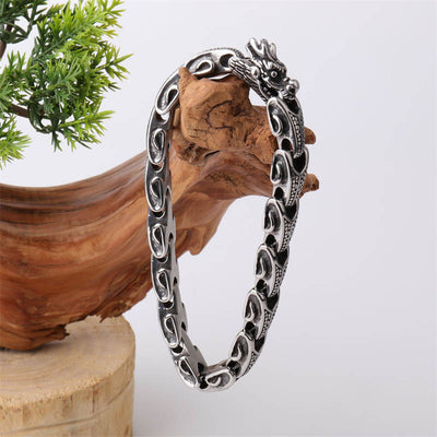 Buddha Stones Dragon Titanium Steel Luck Bracelet Bangle Bracelet Bangle BS 2