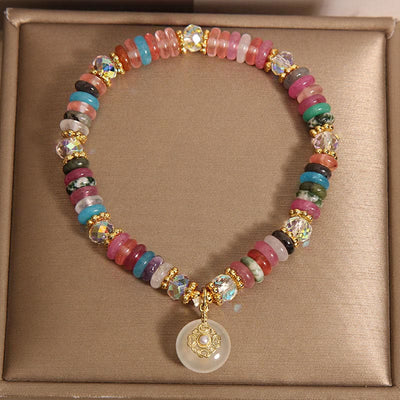 Buddha Stones Various Crystal Peace Buckle Auspicious Bracelet Bracelet BS 5