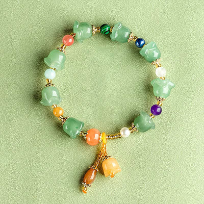 Buddha Stones Green Aventurine Magnolia Flower Luck Bracelet Bracelet BS Green Aventurine(Luck♥Positivity)(Wrist Circumference 14-18cm)