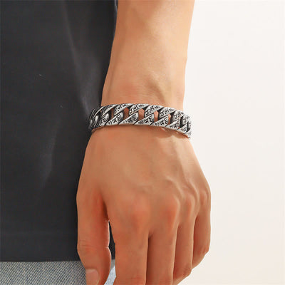 Buddha Stones Tibetan Om Mani Padme Hum Mantra Titanium Steel Peace Cuf Bangle Bracelet Bracelet Bangle BS 8