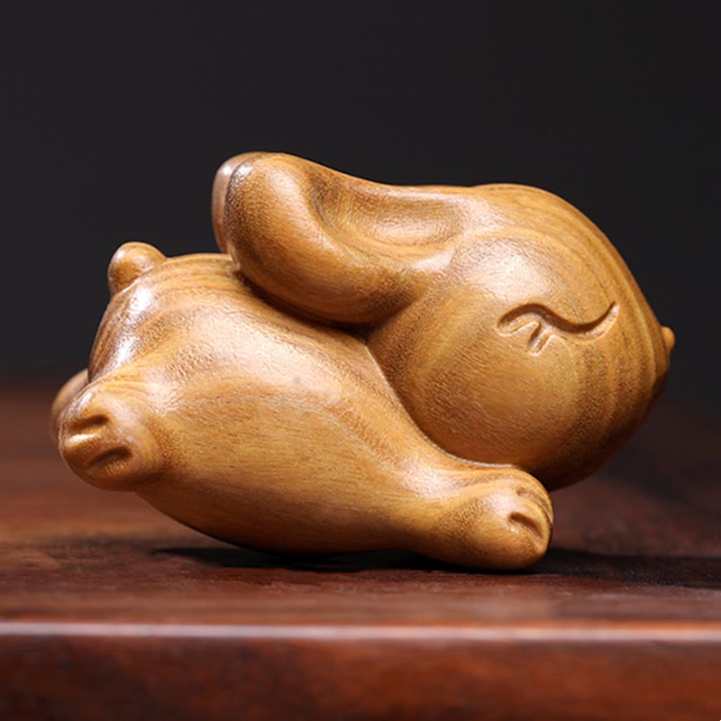 Buddha Stones Green Sandalwood Small Mini Cute Rabbit Bunny Peace Decorations Decorations BS Large 7cm