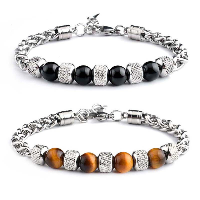 Buddha Stones Black Onyx Tiger Eye Bead Courage Bracelet Bracelet BS main