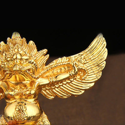 Buddha Stones Tibetan Gold Garuda Bird Alloy Protection Home Decoration Decorations BS 8