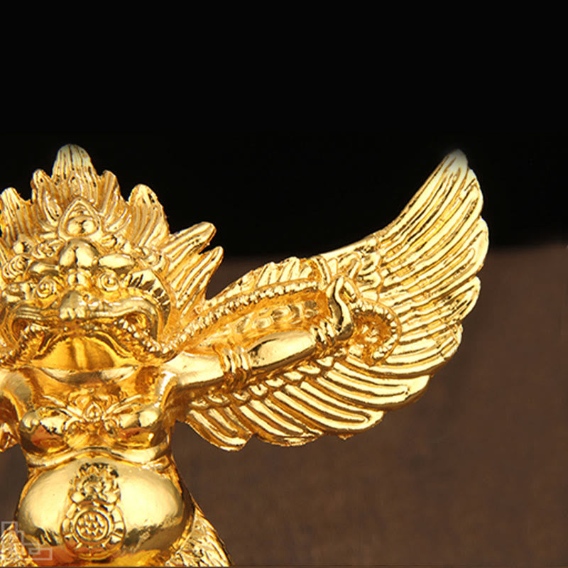 Buddha Stones Tibetan Gold Garuda Bird Alloy Protection Home Decoration Decorations BS 8