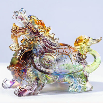 Buddha Stones Feng Shui Dragon Turtle Handmade Liuli Crystal Art Piece Home Office Decoration Decorations BS 7