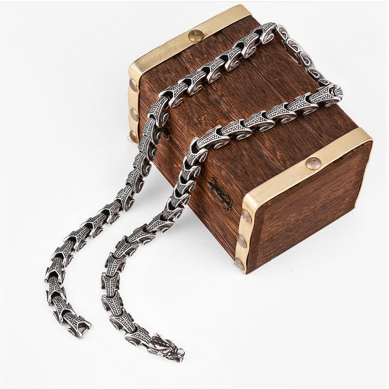 Buddha Stones Dragon Pattern Titanium Steel Protection Necklace Pendant Bracelet Necklaces & Pendants BS 7