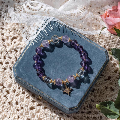 Buddha Stones Natural Amethyst Inner Peace Healing Star Charm Bracelet Bracelet BS 2