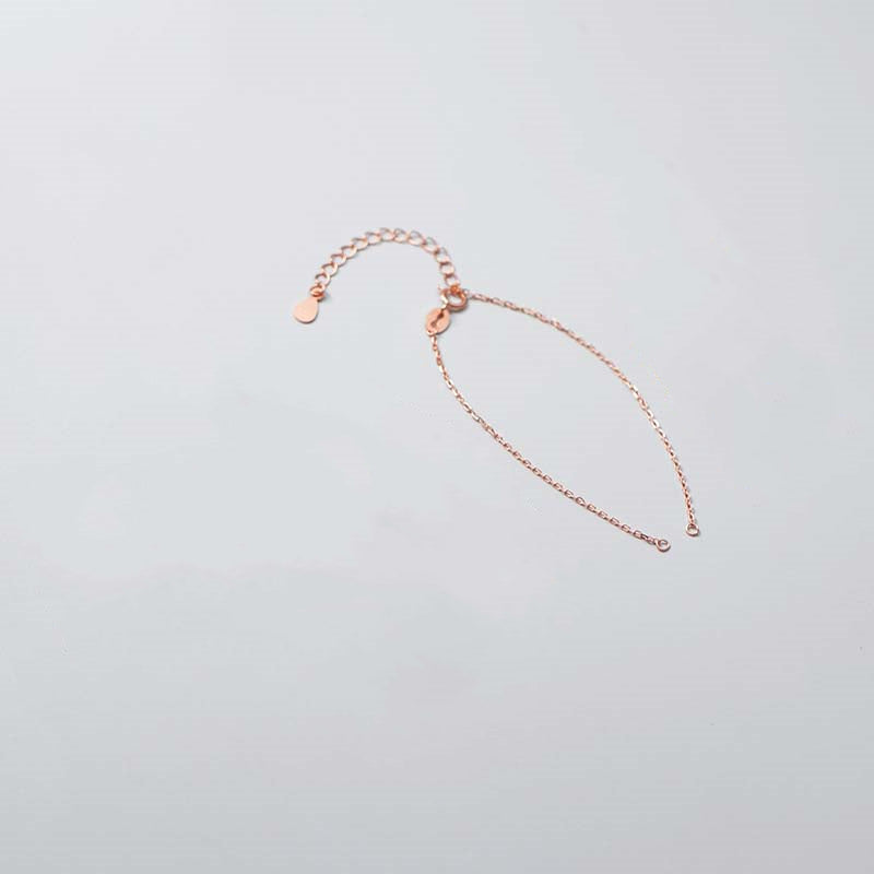 Buddha Stones 925 Sterling Silver Semi-finished Chain Blessing Bracelet Bracelet BS Rose Gold