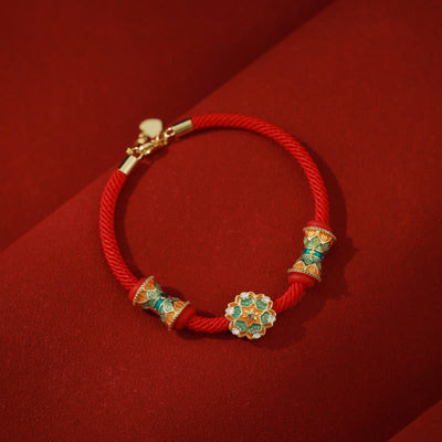 Buddha Stones Dunhuang 925 Sterling Silver Lotus Drum New Beginning Red Rope Bracelet Bracelet BS 14-17cm