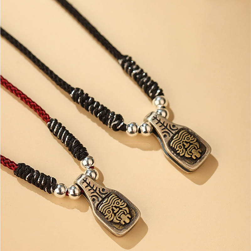 Buddha Stones Tibetan 925 Sterling Silver Zakiram Goddess of Wealth Protection Rope Necklace Pendant Necklaces & Pendants BS 10