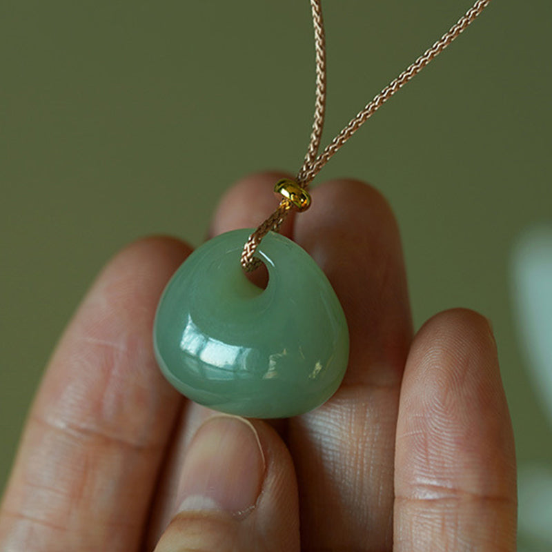 Buddha Stones Natural Jade Luck Prosperity Necklace Pendant (Random Color) Necklaces & Pendants BS 3