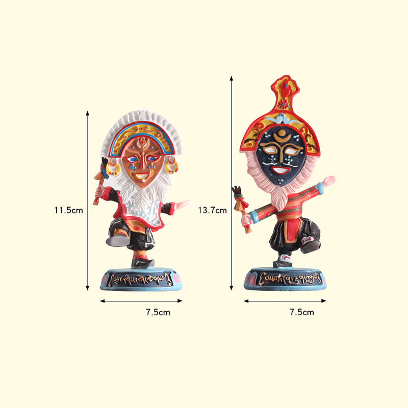 Buddha Stones Tibetan Opera Face Mask Puppet Home Office Car Decoration Ornament Desk Decoration BS 6