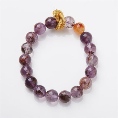 Buddha Stones Purple Phantom Copper Gold-plated Dragon Wisdom Bracelet Bracelet BS 1