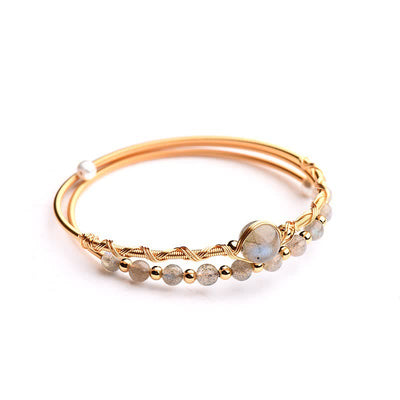 Buddha Stones Moonstone Healing Love Bracelet Bangle Bracelet Bangle BS 4