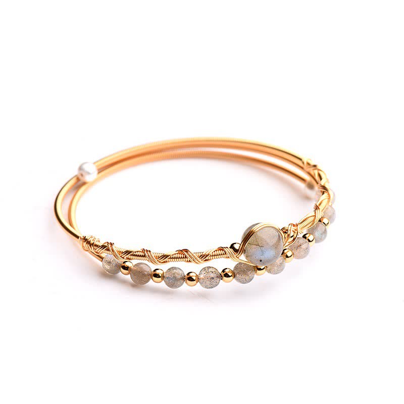 Buddha Stones Moonstone Healing Love Bracelet Bangle Bracelet Bangle BS 4