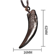 Foviel Natural Black Obsidian Ice Obsidian Rainbow Obsidian Wolf Tooth Pattern Strength Necklace Pendant