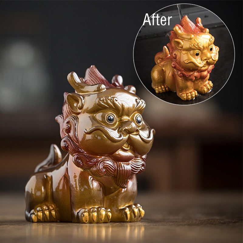 Buddha Stones Color Changing Small PiXiu Resin Tea Pet Wealth Home Figurine Decoration Decorations BS 2