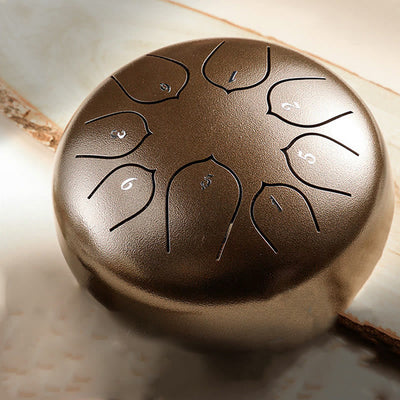 Buddha Stones Steel Tongue Drum Sound Healing Meditation Lotus Pattern Drum Kit 8 Note 6 Inch Percussion Instrument Tongue Drum BS 11