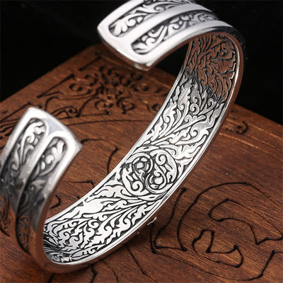 Bracelet jonc Foviel en argent sterling 925 gravé du Vajra Dorje, symbole de puissance spirituelle